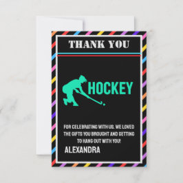 Hockey Birthday Party, Hockey Girl Player  Dankeskarte