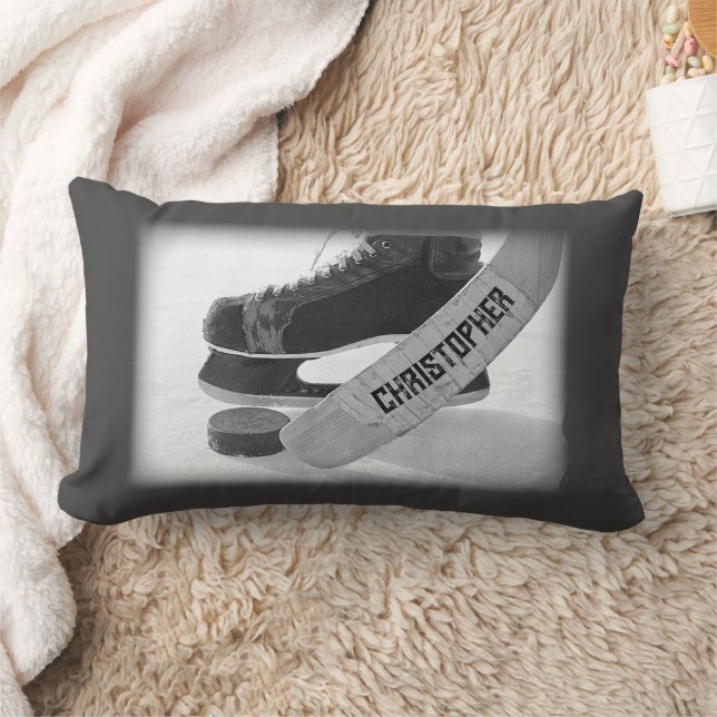 Hockey Black Skate Personalisiert Lendenkissen (Decke)