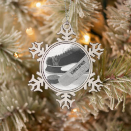 Hockey Black Skate Personalisiert Schneeflocken Zinn-Ornament
