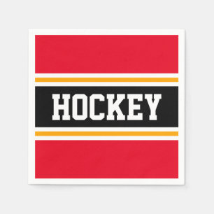 HOCKEY Bright Red Schwarz-weiß Racing Streifen Serviette