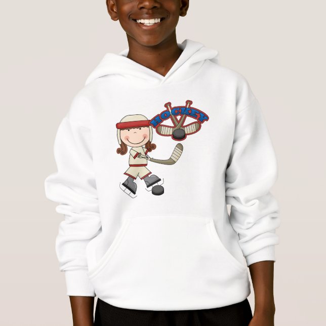 HOCKEY - brünette Mädchen-T-Shirts und Geschenke Hoodie (Vorderseite)