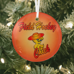 Hockey-Chick #5 Ornament Aus Glas