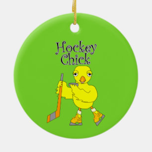 Hockey Chick-Text Keramik Ornament