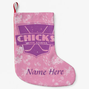 Hockey Chicks mit Sticks Weihnachtsgebäck Strumpf Kleiner Weihnachtsstrumpf
