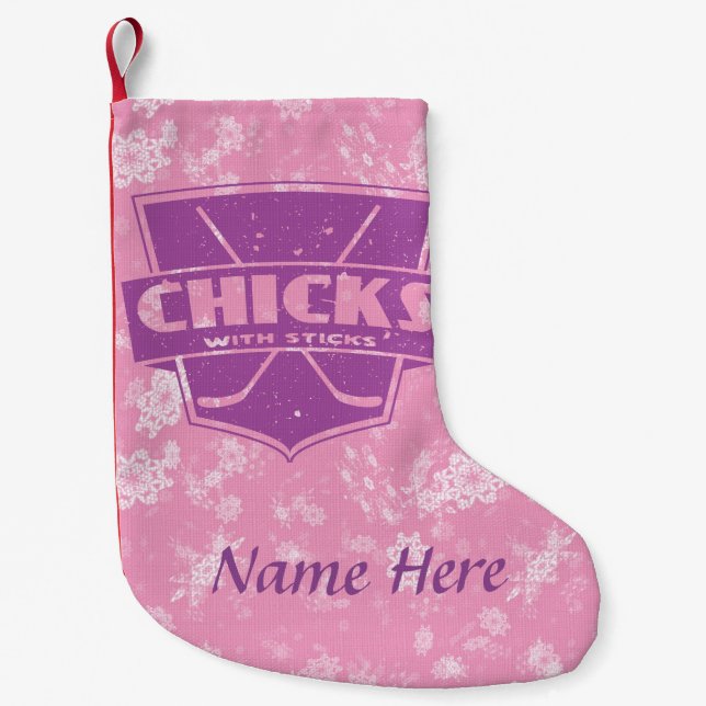 Hockey Chicks mit Sticks Weihnachtsgebäck Strumpf Kleiner Weihnachtsstrumpf (Vorderseite)