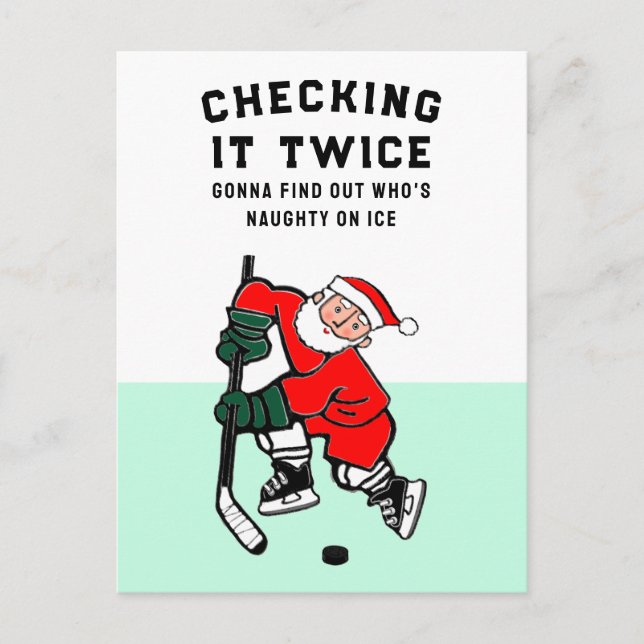 Hockey Christmas Feiertagspostkarte (Vorderseite)