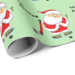 Hockey Christmas Geschenkpapier<br><div class="desc">Creative Eishockey-Urlaubserlebnispackung mit Santa Skater Skaten. So personalisieren Sie Text bearbeiten, um Namen hinzuzufügen.</div>