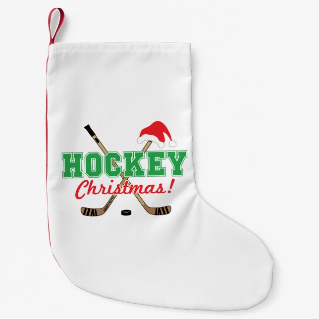 Hockey Christmas Hockey Sticks Weihnachtsmannmütze Kleiner Weihnachtsstrumpf (Vorderseite)