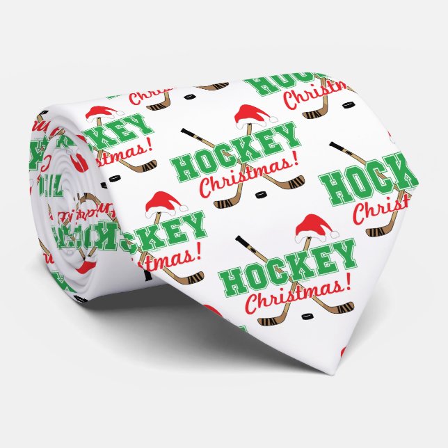 Hockey Christmas Hockey Sticks Weihnachtsmannmütze Krawatte (Gerollt)