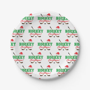 Hockey Christmas Hockey Sticks Weihnachtsmannmütze Pappteller