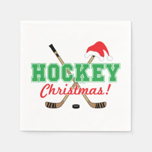 Hockey Christmas Hockey Sticks Weihnachtsmannmütze Serviette