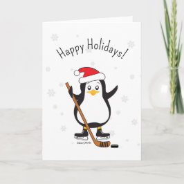 Hockey Christmas Penguin Happy Holidays Feiertagskarte