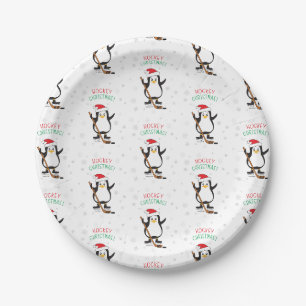 Hockey Christmas Penguin Pappteller