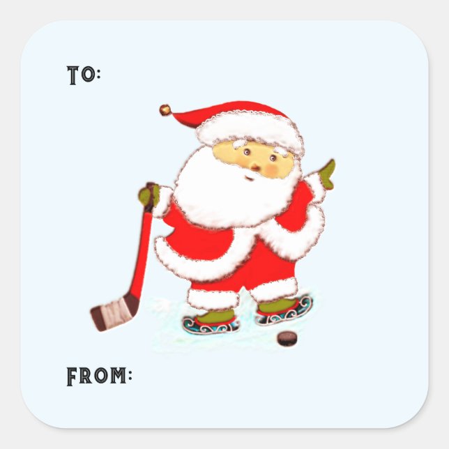 Hockey Christmas Quadratischer Aufkleber (Vorderseite)