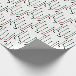 Hockey Christmas Red & Green Hockey Sticks Geschenkpapier