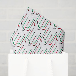 Hockey Christmas Red & Green Hockey Sticks Seidenpapier
