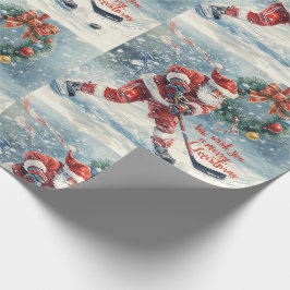  Hockey Christmas with Santa Claus Geschenkpapier