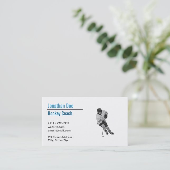 Hockey Coach Business Card Visitenkarte (Stehend Vorderseite)