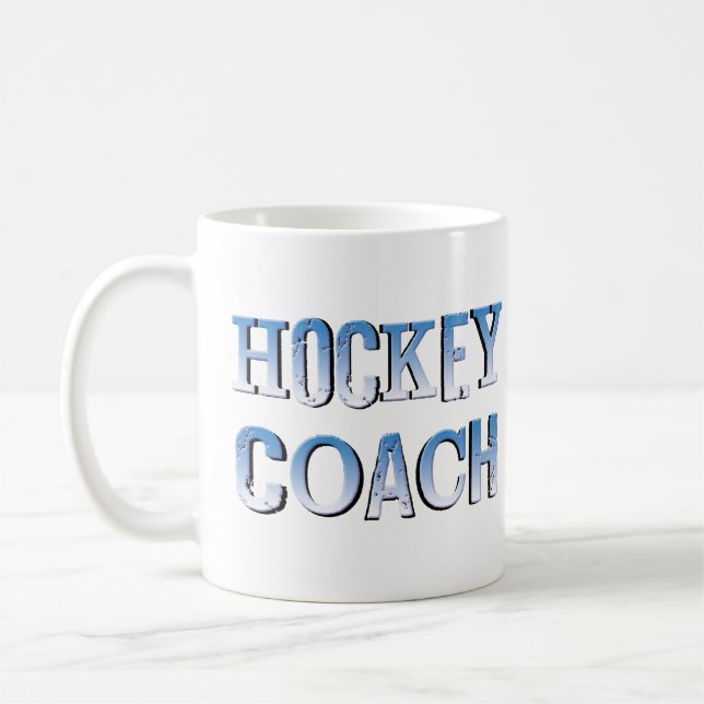 Hockey Coach Rough Blue Text Kaffeetasse (Links)