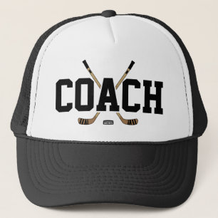 Hockey Coach Sticks und Puck Truckerkappe