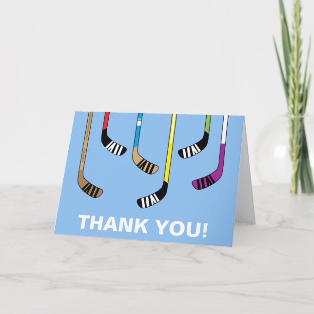 Hockey Danke, Colorful Hockey Sticks Dankeskarte (Vorderseite)