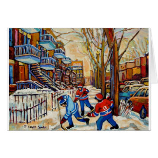Hockey de rue avec 3 garçons
