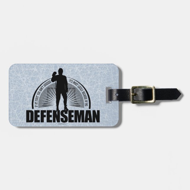 Hockey Defenseman Gepäckanhänger (Vorderseite horizontal)