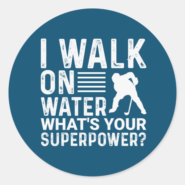 Hockey, den ich auf Wasser laufe Runder Aufkleber (Vorderseite)