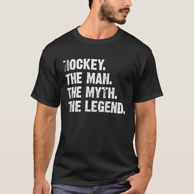 Hockey Der Mann der Mythos der Legende Retro Vinta T-Shirt (Vorderseite)