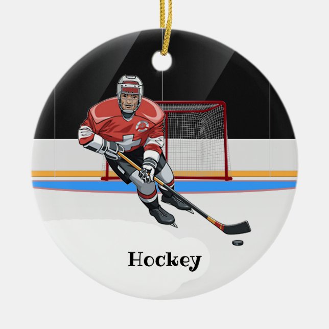 Hockey Design Keramik Ornament (Vorne)