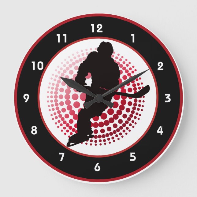 Hockey Design Wall Clock Große Wanduhr (Vorderseite)