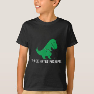 Hockey Dinosaur T-Rex Lustig Hasst Faceoffs Liebe T-Shirt