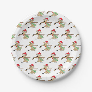 Hockey Dog Weihnachten Pappteller