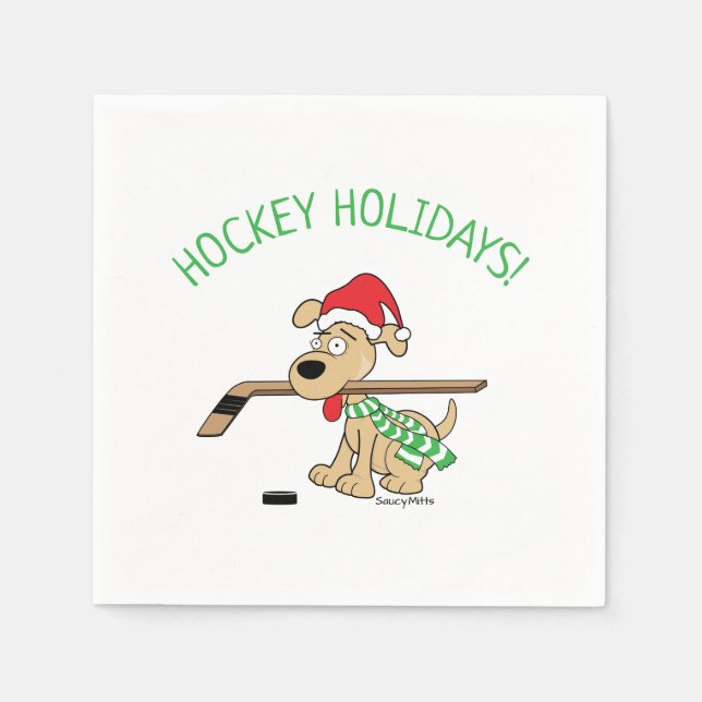 Hockey Dog Weihnachten Serviette (Vorderseite)