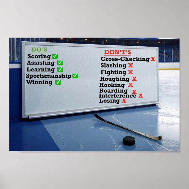 Hockey Do's and Don'ts Whiteboard Poster (Vorne)