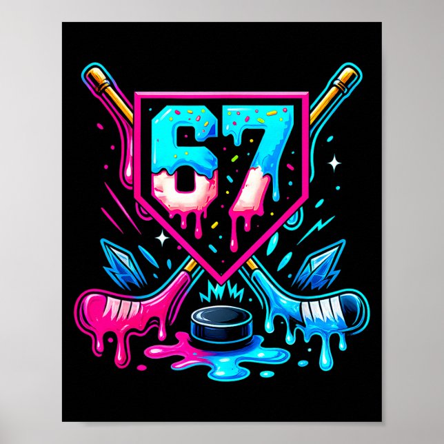 Hockey Drip 6 7 Number 67 Six Seven Meme Men Boys  Poster (Vorne)