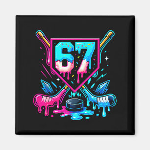 Hockey Drip 6 7 Nummer 67 Sechs Sieben Meme Männer Magnet