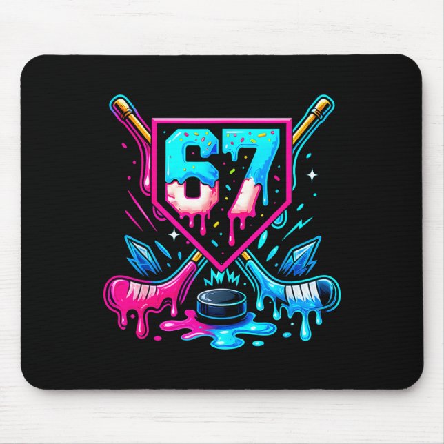 Hockey Drip 6 7 Nummer 67 Sechs Sieben Meme Männer Mousepad (Vorne)