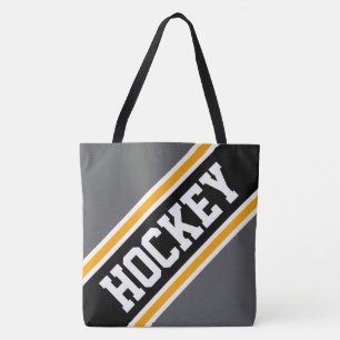 HOCKEY Dynamisch Grau Schwarz Weiß Orange Streifen Tasche