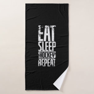 Hockey "Eat Sleep Hockey Repeat" Badehandtuch
