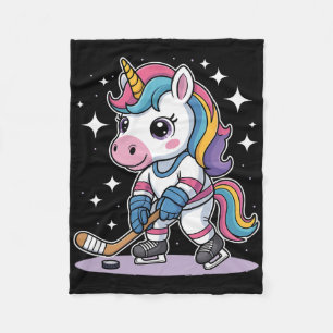 Hockey Einhorn Eishockey Süß Lustig Mädchen Winter Fleecedecke