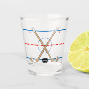 Hockey-Eisbahnen-Diagramm-Mitte-Eis-Hockey-Stöcke Schnapsglas