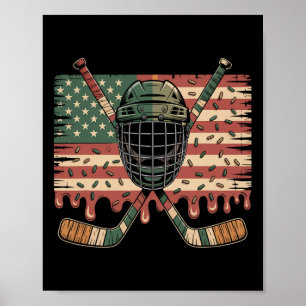 Hockey-Eiscreme-Drip-Camo-USA-Flagge Poster
