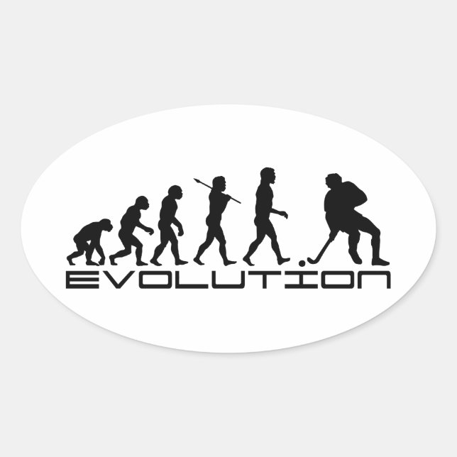 Hockey Eishockey Evolution Art Ovaler Aufkleber (Vorderseite)