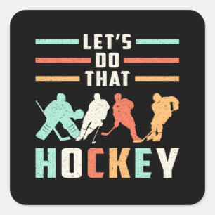 Hockey Eishockey Stick Retro Team Puck Geschenkide Quadratischer Aufkleber
