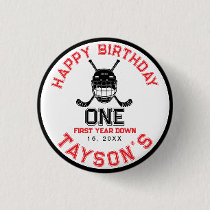 Hockey Erstes Jahr Down 1. Geburtstag  Button