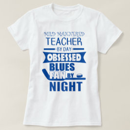 Hockey-Fan für die blaue und weiße Lehrerin T-Shirt
