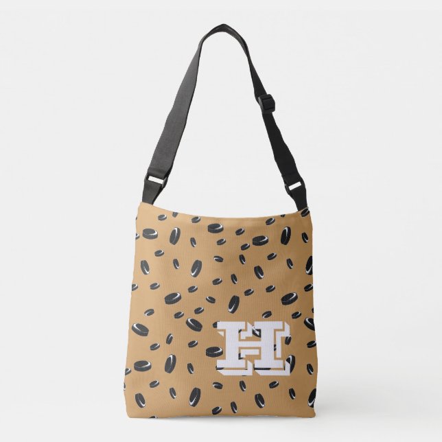 Hockey-Fan-Monogramm Tragetaschen Mit Langen Trägern (Vorderseite)