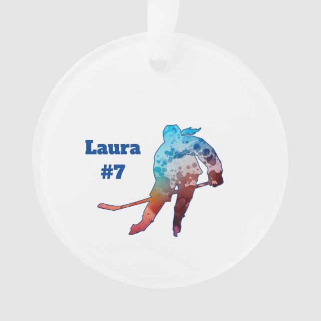 Hockey fille Silhouette Aquarelle Personnaliser (devant)