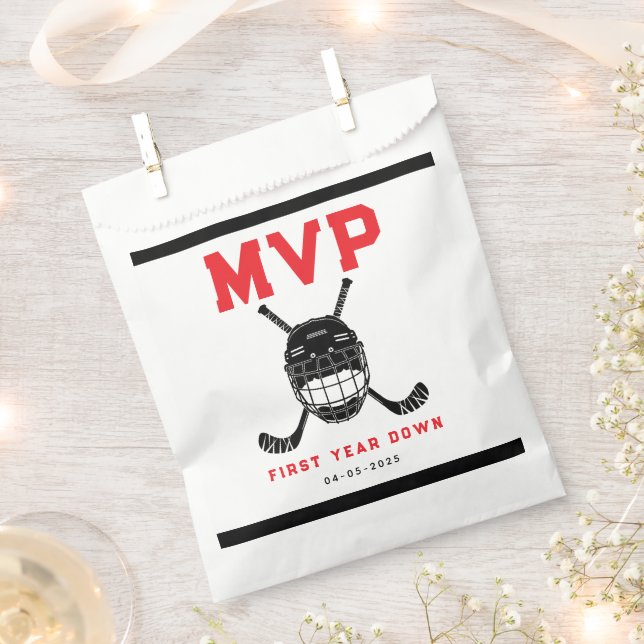 Hockey First Year Down Favor Bag – 1st Birthday  Geschenktütchen (Ausgeschnitten)